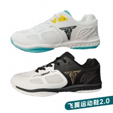 挺拔Tibhar 飛翼2.0 專業(yè)兵乓球鞋運(yùn)動(dòng)鞋比賽鞋訓(xùn)練鞋 白黑色/湖藍(lán)色