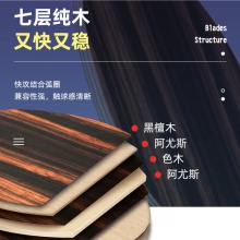 NEXY耐仕乒乓球底板黑騎專業(yè)乒乓球拍7層純木黑檀7同結構底板